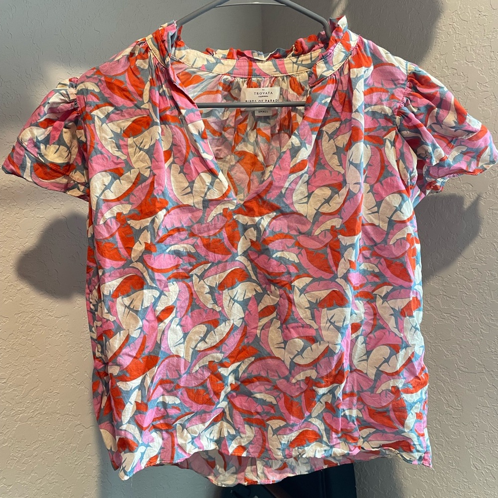 Trovata Birds of Paradise Leaf Print Blouse